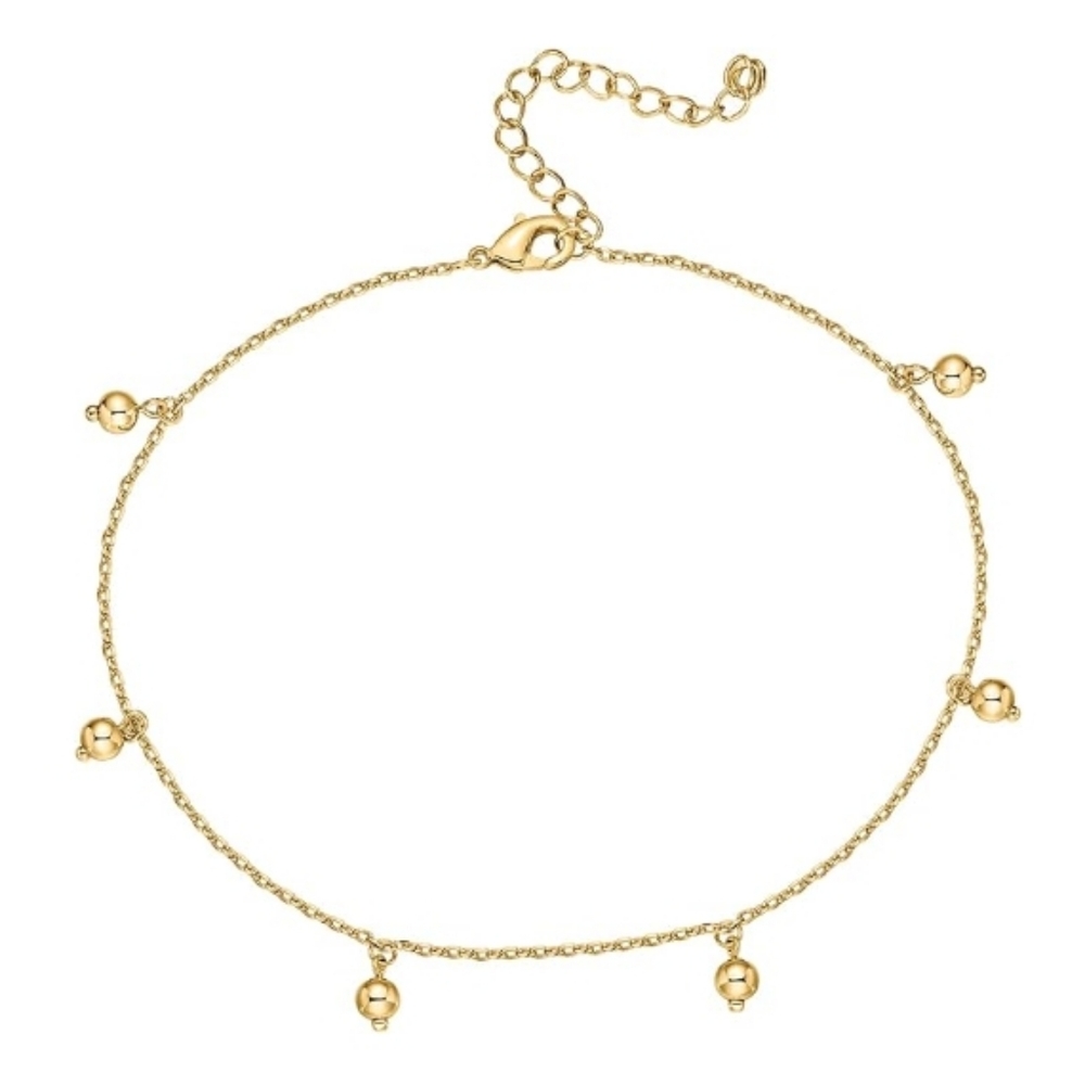 14K Gold Plated Charm Link Chain Dot Adjustable Anklet
